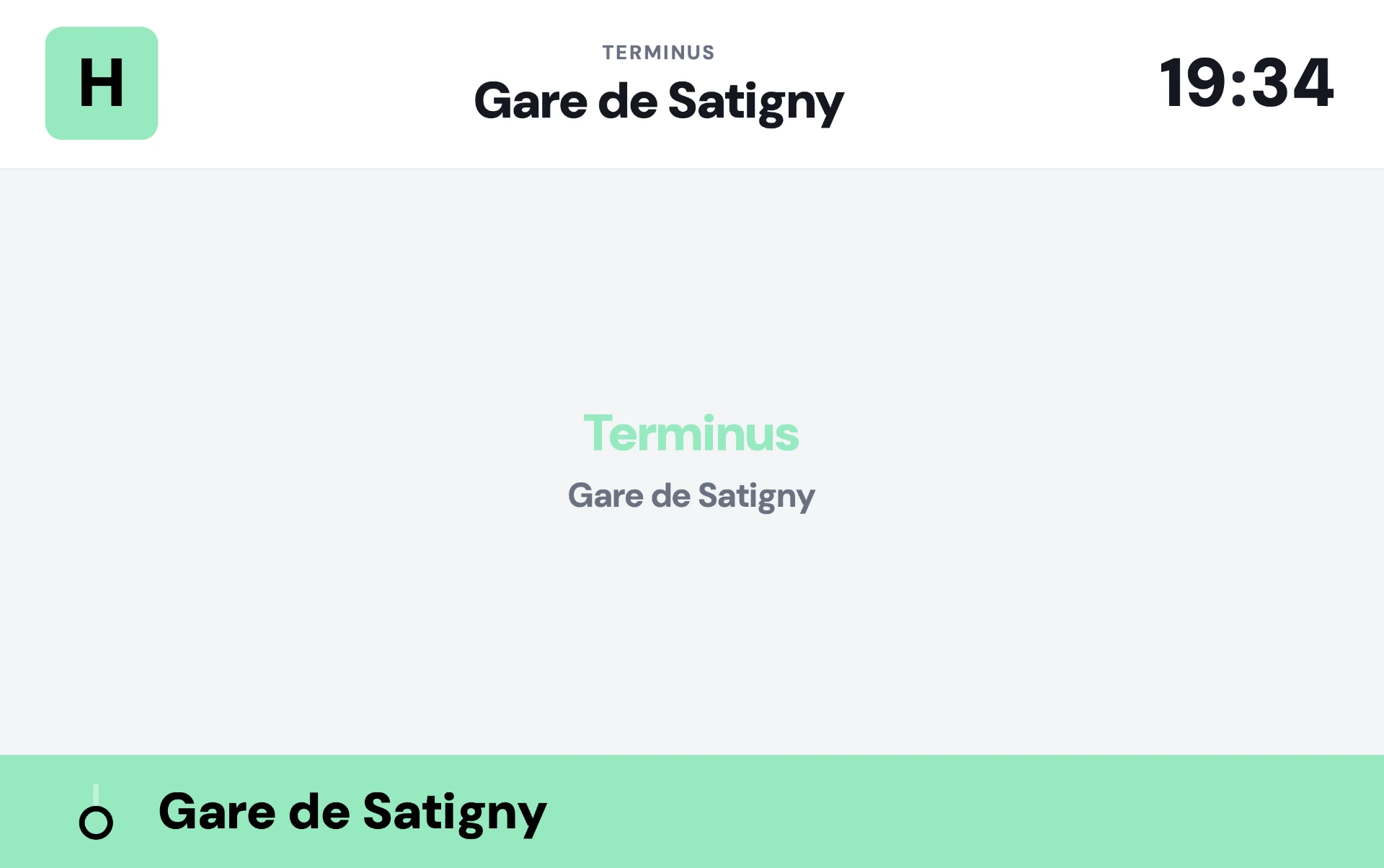 Affichage embarqué de la ligne H indiquant le terminus Gare de Satigny