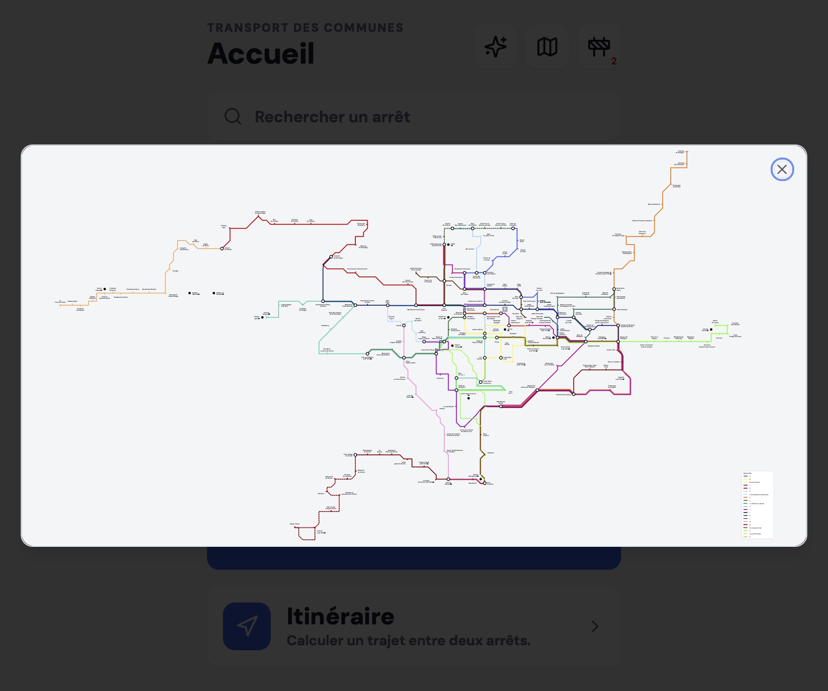 Plan complet du réseau TCG en journée